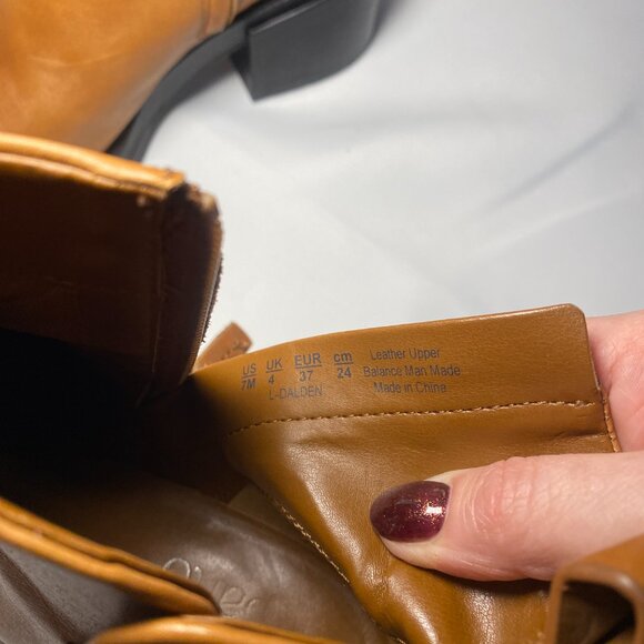 Franco Sarto Dalden Cognac Tan Leather Lug Chunky Block Sole Boots Womens 7 GUC - Picture 8 of 9
